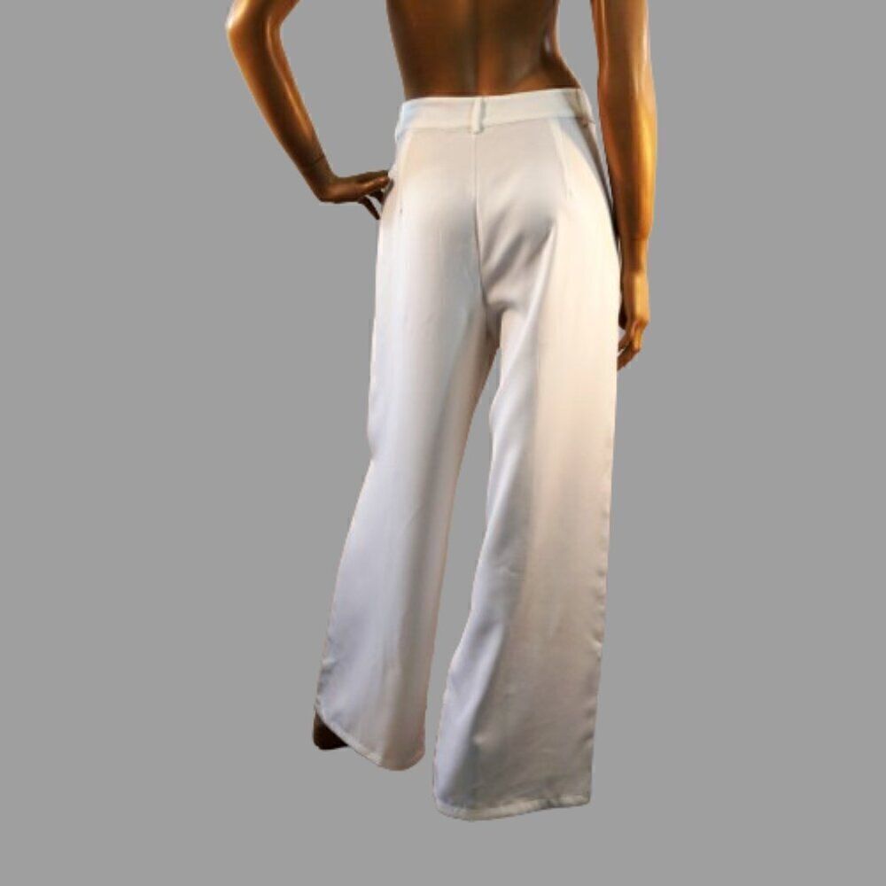Cider Pants Womens Sz XL White Wide Leg Straight Stretch Dress Pants - Picture 3 of 11